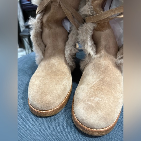 Jimmy Choo Beige Fur-Trimmed Winter Boots SZ 39 136Weekend Boot - Picture 7 of 15